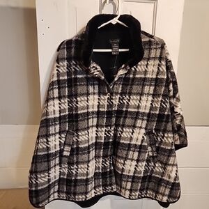 Tahari Black and White Plaid Women's Cape